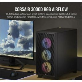 Corsair Caja 3000D RGB Airflow Mid-Tower Negra CC-9011255-WW con Panel de Vidrio Templado