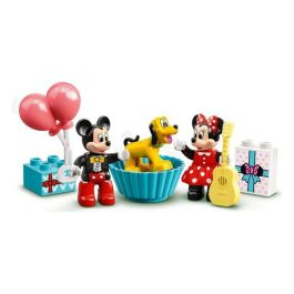 LEGO DUPLO 10941 Tren de cumpleaños de Mickey y Minnie, tren de juguete para bebés con pastel y globos