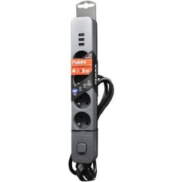 Regleta QUARX - 4 tomas - Con 3 puertos USB, cable de 3m Regleta QUARX - 4 tomas - Con 3 puertos USB, cable de 3m