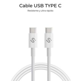 Subblim Cable USB-C a USB-C Cable Plus 100W Carga Rápida y Transferencia 480Mbps 2m Blanco