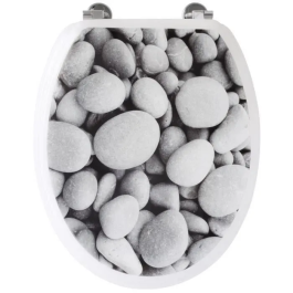 Gelco Asiento de inodoro con piedras de playa Gris MDF Precio: 45.50000026. SKU: S7160518
