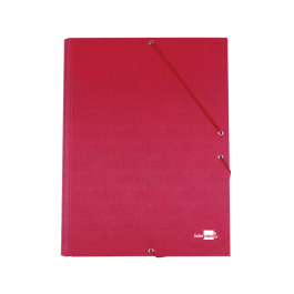 Liderpapel Carpeta Gomas Tres Solapas Cartón Forrado Folio Rojo