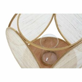 DKD Home Decor Portavela Oriental de Bambú y Cristal, Marrón - Colección Yejun, 42 cm Ancho x 55 cm Alto x 42 cm Fondo
