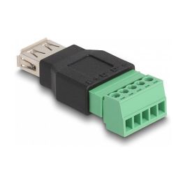 DeLOCK Adaptador USB 2.0 Tipo-A Hembra a Bloque de Terminales 5 Pines - 2 Piezas, Negro, Verde