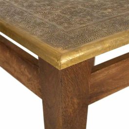 Mesa de Centro Alexandra House Living Marrón Oro Metal Madera de mango 45 x 42 x 45 cm