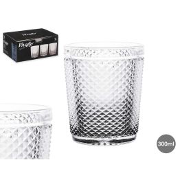 Vaso Diamante Agua Transparente Pie Antracita 300 ml Vivalto - Vidrio 8.2x10x8.2 cm (48 Unidades)