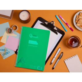 Liderpapel Cuaderno Espiral A4 Pautaguía Tapa Plástico 80 Hojas 90gr Cuadro Pautado 4mm Con Margen Color Verde