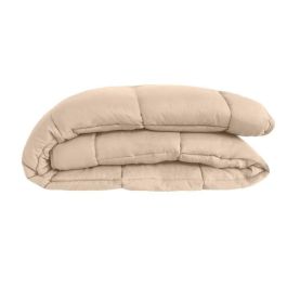 POYET MOTTE Edredón Microfibra 400g / m² CALGARY - 140 x 200 cm - Gris guijarro y gimgembre marrón POYET MOTTE Edredón Microfibra 400g / m² CALGARY - 140 x 200 cm - Gris guijarro y gimgembre marrón