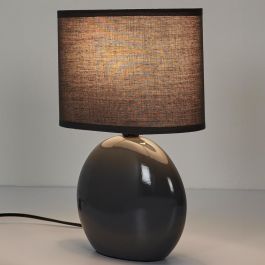 Home Deco Factory Lámpara Mesa Ovalada Gris Colección Essentiel Cerámica
