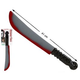 Machete de plástico 41 cm con sangre para disfraz de asesino, zombi o apocalipsis - Ligero y seguro Precio: 0.95000004. SKU: B1JAW26ZH8