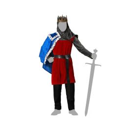 Disfraz Rey Medieval Hombre Adulto Capa Azul Túnica Cinturón Capucha Carnaval Temática Edad Media Poliéster XS-S