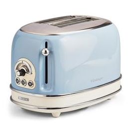 Ariete 155/15 Tostador 2 Ranuras Vintage, 6 Niveles de Tueste, Bandeja Recogemigas Extraíble, Azul