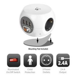Regleta Enchufes Cubo Ewent EW3939 USB 5V 2A Blanco