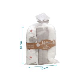 KioKids Set 3 Muselinas Bebé Océano Gris y Blanco Bambú Algodón 70x70 cm