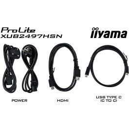 Iiyama ProLite XUB2497HSN-W2 Monitor 24" Full HD IPS, USB-C Dock, RJ45, Ajustable, Blanco