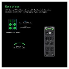 APC UPS Back-UPS Pro BGM2200B-GR 2200VA 1320W 4xSchuko 2xIEC C13 Torre con RGB Beleuchtung