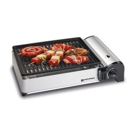 Kemper Barbacoa portátil a gas para camping, conexión bayoneta, encendido piezoeléctrico, parrilla aluminio antiadherente 27x34 cm, 45x32x9 cm