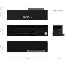 Aisens Adaptador Ase-35A02B SATA a USB 3.0 para Discos Duros 2.5" y 3.5", 5Gbps, Negro