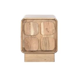 DKD Home Decor Mesita de Noche Moderna Cuadrada de Madera Acacia y MDF Natural 40x50x40 cm con 1 Puerta