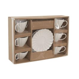 DKD Home Decor Set de 6 Tazas de Café Blancas de Porcelana 150ml - 8 x 7 x 10.5 cm
