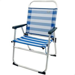 Silla de Playa Aktive Azul Blanco 48 x 88 x 50 cm Aluminio Plegable (4 Unidades)