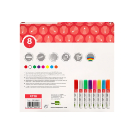 Liderpapel Rotulador Tiza Líquida Punta Redonda Trazo 6 mm Caja 8 Unidades Colores Surtidos