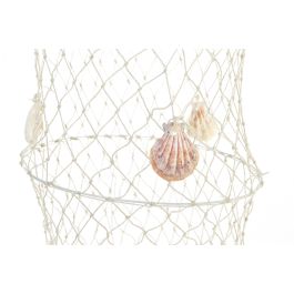 DKD Home Decor Decoración Colgante Mediterráneo Algodón Natural 20 x 20 x 55 cm con LED y Red – Funciona con Pilas AA
