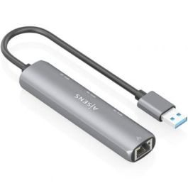 Aisens ASUC-4P034-GR Hub USB 3.0 a Gigabit Ethernet con 3 Puertos USB-A, Gris
