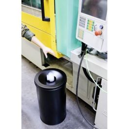 Durable 3307-01 Papelera redonda Safe de acero de 60 litros en color negro con tapa de aluminio y sistema antivacío