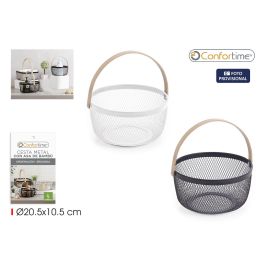 Confortime Cesta de Metal Redonda con Asa de Bambú para Ordenación, 20.8 cm Ancho x 21.3 cm Largo x 10.7 cm Alto (12 Unidades) Precio: 34.89000031. SKU: B14HY3CPQB