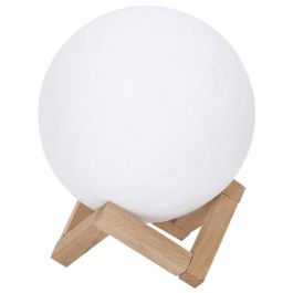 Home Deco Factory Lámpara Luna 3D Táctil Recargable 3 Colores con Soporte de Madera 15cm