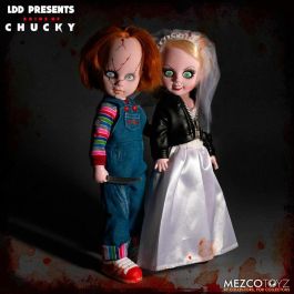 MEZCO TOYZ Muñecos Living Dead Dolls Chucky y Tiffany Set de 2, 25cm, articulados, PVC con ropa de tela