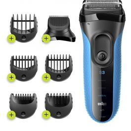 Braun 3010BT Máquina de Afeitar Eléctrica y Recortadora, Negro/Azul