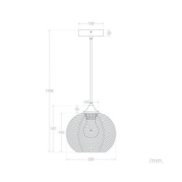 Lámpara Colgante Probolinggo SKD-P80049 de Cristal y Metal, Diseño Clásico Años 20, Esférica Azulada, Bombilla E27, Salón Comedor
