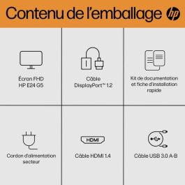 HP E24 G5 Monitor de 24 Pulgadas Full HD para Oficina y Hogar. Pantalla Ergonómica con Confort Visual y Flexibilidad Ajustable