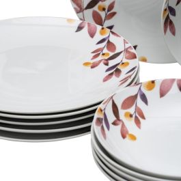 Vajilla Blanco Multicolor Porcelana Hojas 1 cm 37 x 23 x 30 cm 18 Piezas Vajilla Blanco Multicolor Porcelana Hojas 1 cm 37 x 23 x 30 cm 18 Piezas