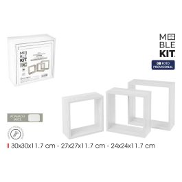 Moblekit Set 3 Estantes Flotantes Blancos 30 cm, 27 cm y 24 cm de Profundidad - Mueble de Pared Decorativo (4 Unidades)