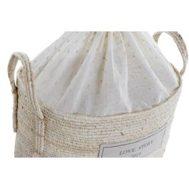 DKD Home Decor Cesta Boho Marron Claro Set de 3 Piezas Fibra y Algodón 23 x 20 x 34 cm