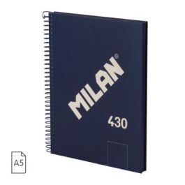 Cuaderno A5 con Espiral y Tapa Dura, 80 Hojas Blancas de 95 Gr/M, Colección 430 Since 1918, Azul Milan 57151E80B