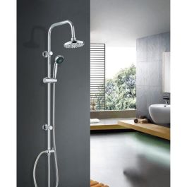 Rousseau Sonora Columna de Ducha sin Grifo | Cabezal Ø 150mm Cromado, Acero Inoxidable, Ducha de Mano 3 Chorros Ø 70mm, Montaje Pared Rousseau Sonora Columna de Ducha sin Grifo | Cabezal Ø 150mm Cromado, Acero Inoxidable, Ducha de Mano 3 Chorros Ø 70mm, Montaje Pared