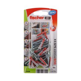 Fischer Tacos Duopower Nylon ø5x25mm con Tornillos ø3.5x35mm para Hormigón, Ladrillo Macizo/Hueco - Blister 18 Uds