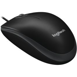 Logitech B100 Ratón Óptico USB Negro para Negocios, 800 DPI, Ergonómico Ambidextro, Conexión USB-A Plug & Play