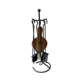 Edm Utensilios Chimenea Deluxe Hierro Fundido Negro 5 Piezas: Fuelle, Horquilla, Tenaza, Recogedor y Cepillo 20,5 x 66 cm