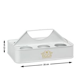 Huevera metálica blanca para 6 huevos, estilo vintage, 4.5 cm alto x 20 cm largo Precio: 3.50000002. SKU: S1124454