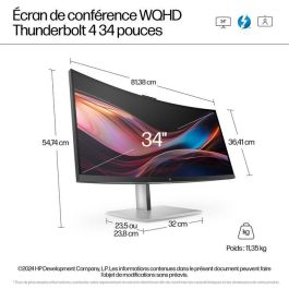 HP 734pm Monitor de Conferencias 34" WQHD, Inteligente, USB-C Thunderbolt 4, PVC Free