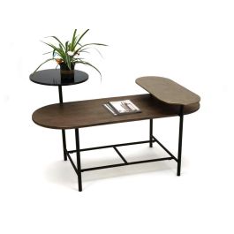 DKD Home Decor Mesa de Centro Moderna Marrón y Negro 76 x 64 x 116 cm de Metal, MDF y Mármol Desmontable Precio: 132.68999997. SKU: S3044193