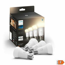 Philips Hue White, Bulbo LED conectado E27, 60W equivalente, 800 lumen, Bluetooth Compatible, 4 paquete