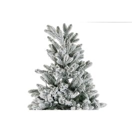 DKD Home Decor Árbol de Navidad Alpina Nevado Blanco y Verde con 500 LEDs, 210 cm de Alto, Desmontable para Exterior IP44