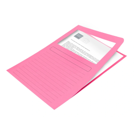 Q-connect Subcarpeta Cartulina DIN A4 Rosa con Ventana Transparente 120 g/m²