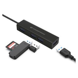 Conceptronic HUBBIES07B Hub USB Tipo C con 4 Puertos USB 3.0 de Aluminio Negro